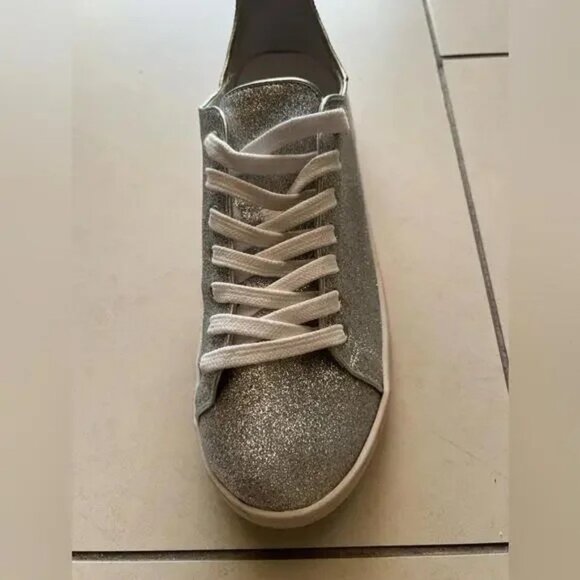 Schutz Silver Sneakers 8.5 Glitter Sparkle - Picture 3 of 7